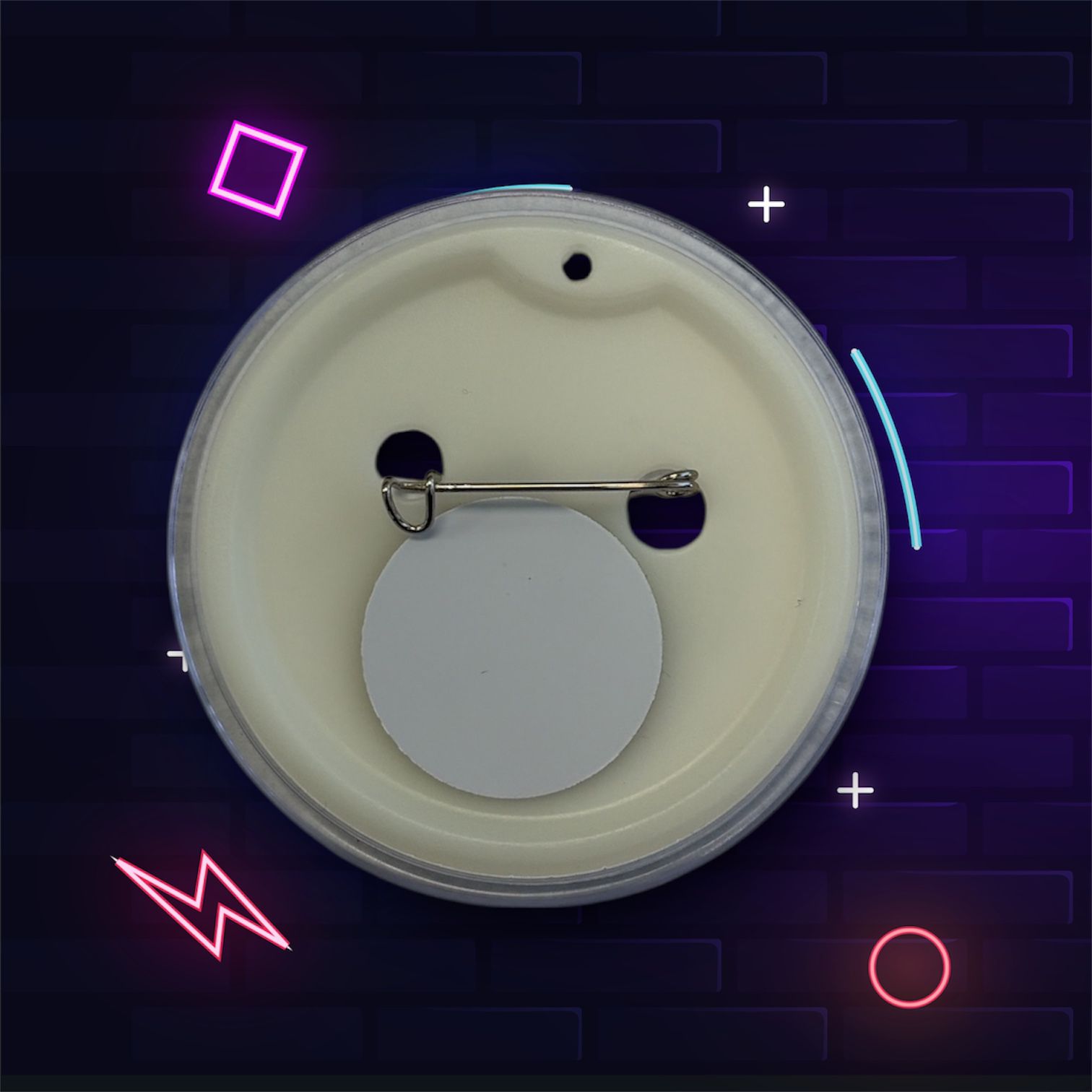 Cyber Dot back showing NFC chip and pin clasp